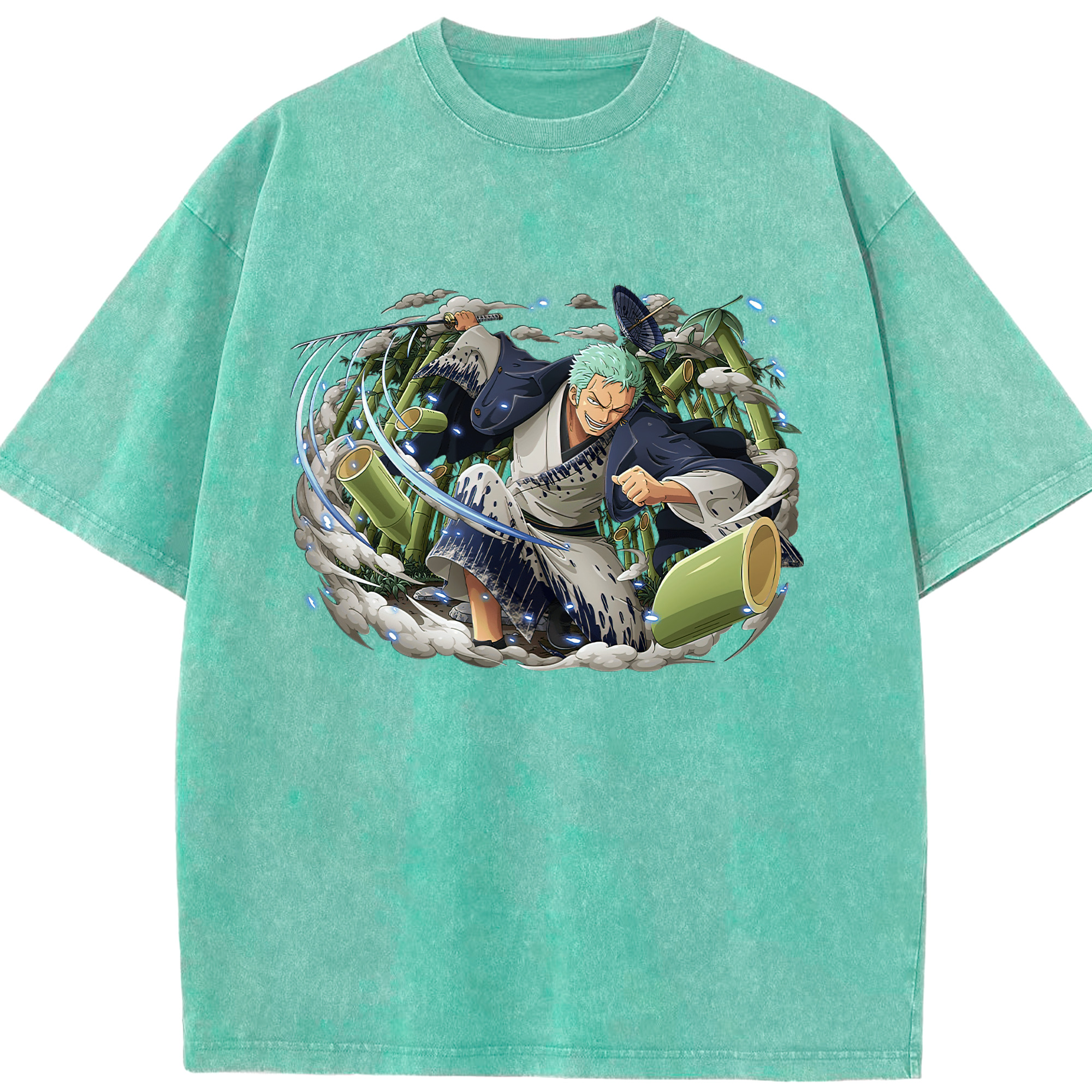 ワンピース ロロノア・ゾロ ONE PIECE Roronoa Zoro 綿100% ヴィンテージ風 半袖Tシャツ（フロントプリント）